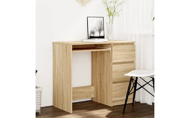 Assago Wooden Laptop Desk With 3 Drawers In Sonoma Oak