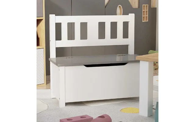 Atwater Wooden Children Storage Bench In White And Grey