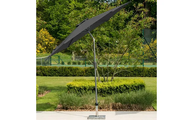 Aviro Garden Charcoal Polyester Round Tilting 2.7m Parasol With Granite Base