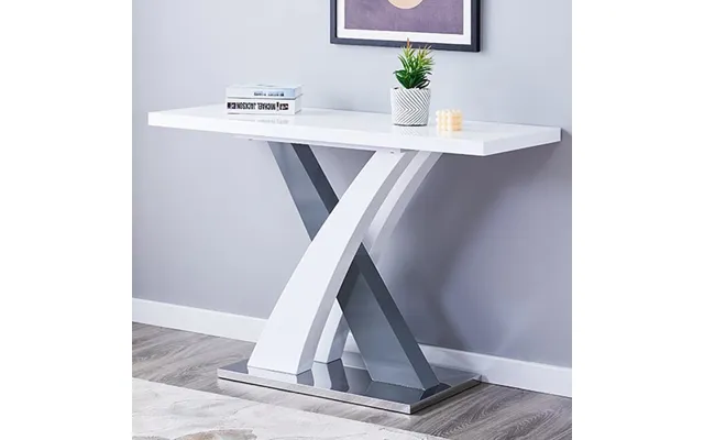 Axara Rectangular High Gloss Console Table In White And Grey