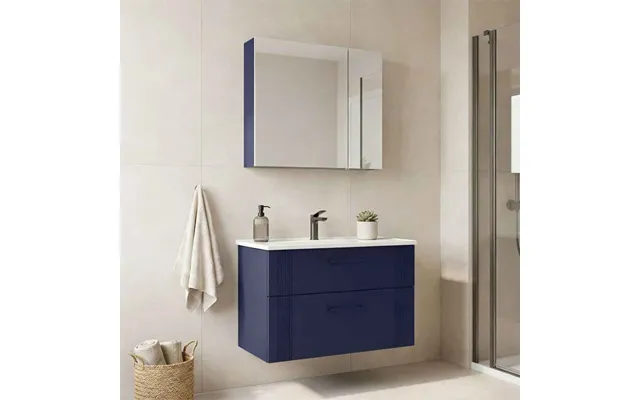 Bari Large Wooden Bathroom Furniture Set With 2 Doors 2 Drawers In Navy Blue
