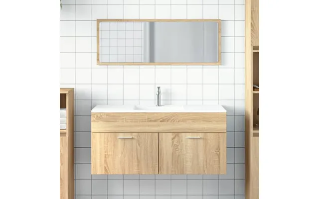 Bastrop Wooden Bathroom Cabinet With Mirror In Sonoma Oak