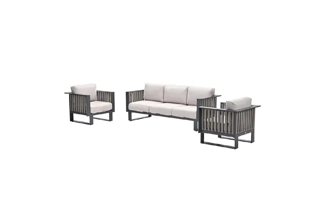 Belgrade Aluminium 3 Piece Garden Lounge Set In Desert Sand