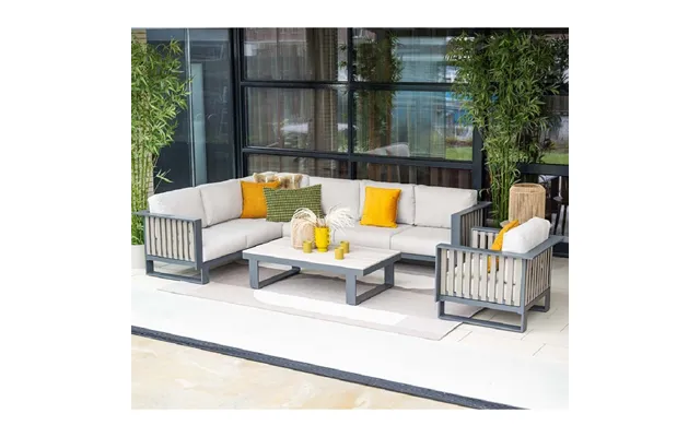 Belgrade Aluminium Corner Garden Lounge Set In Desert Sand