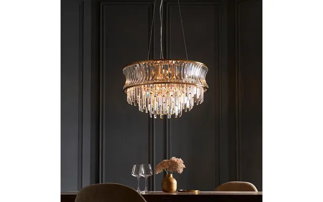 Bemidji 9 Light Crystal Clear Pendant Ceiling Light In Brushed Brass