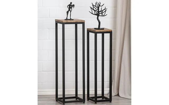 Bilbao Metal Set Of 2 Decorative Pillar In Brown And Black