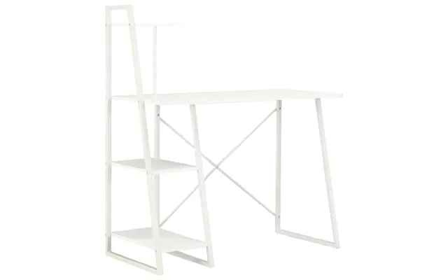 Biloxi Wooden Laptop Desk With Shelving Unit In White