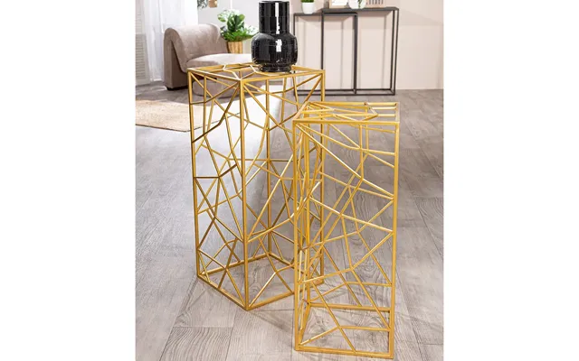 Breccia Metal Set Of 2 Decorative Pillar In Gold