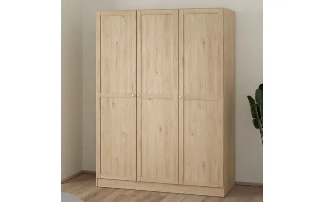 Burbank Wooden Wardrobe With 3 Doors In Hickory Oak
