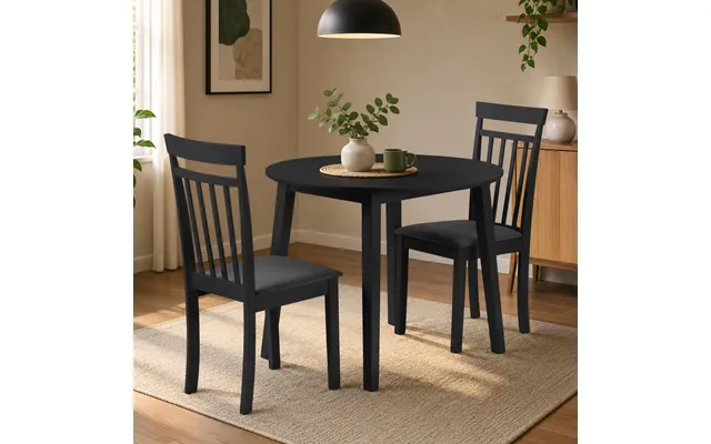 Calista Wooden Dropleaf Dining Table With 2 Chairs In Black