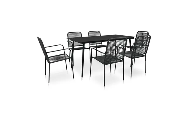 Canton Rope And Steel 7 Piece Outdoor Dining Set In Black