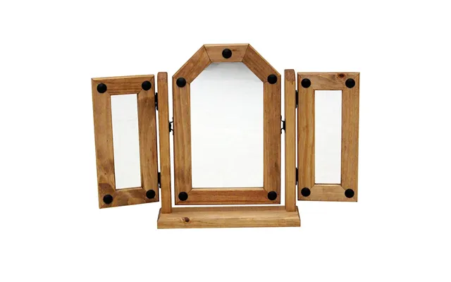Carlen Vanity Triple Mirror With Distressed Oak Wooden Frame