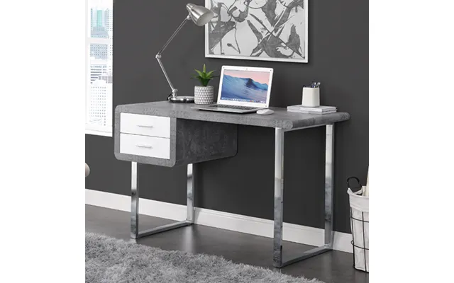 Carlo Wooden Computer Desk In Concrete Effect With Chrome Legs