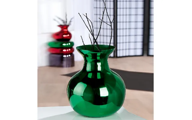 Carnation Iron Vase In Shiny Green
