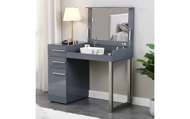 Carter High Gloss Dressing Table With Mirror In Grey