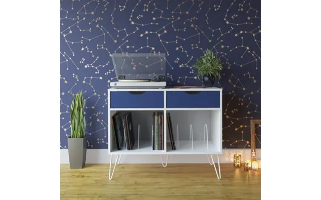 Catoosa Wooden Office Cabinet White 2 Drawers In Blue And White