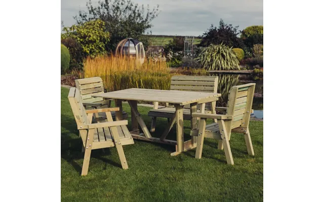 Chatham Wooden Garden Dining Set With 2 Bench 2 Chair In Natural