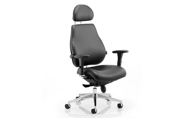 Chiro Plus Leather Headrest Office Chair In Black With Arms