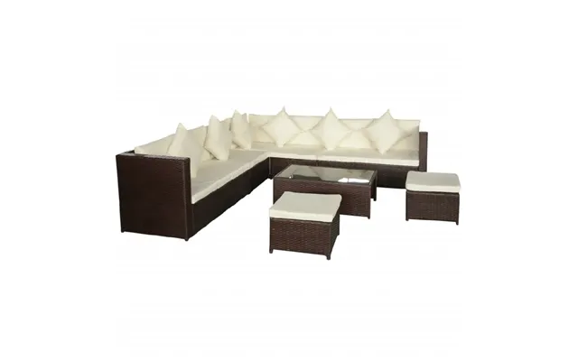 Choctaw Rattan Garden Lounger Set With Cushions In Cream Brown