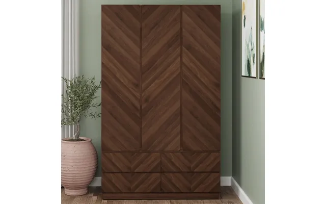 Ciana Wooden Wardrobe With 3 Doors 4 Drawers In Royal Walnut