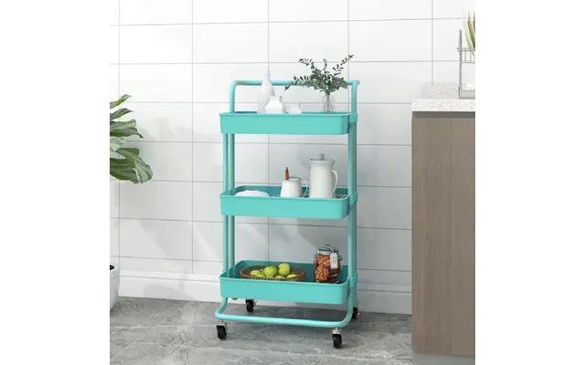 Cincinnati Abs Plastic 3 Tier Kitchen Trolley In Turquoise
