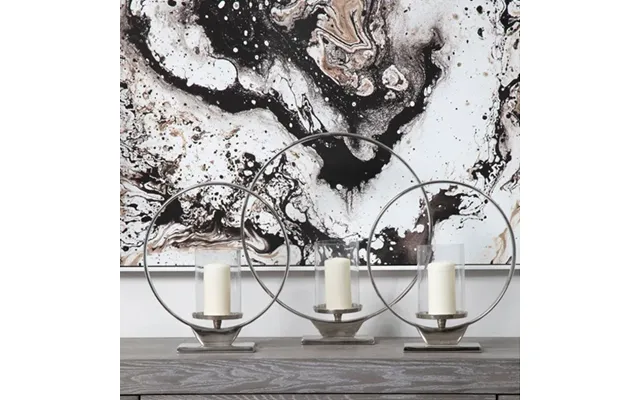 Circus Medium Glass Candle Holder With Silver Aluminium Frame