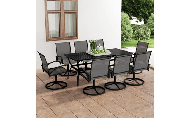 Clayton Large Steel 9 Piece Garden Dining Set In Anthracite