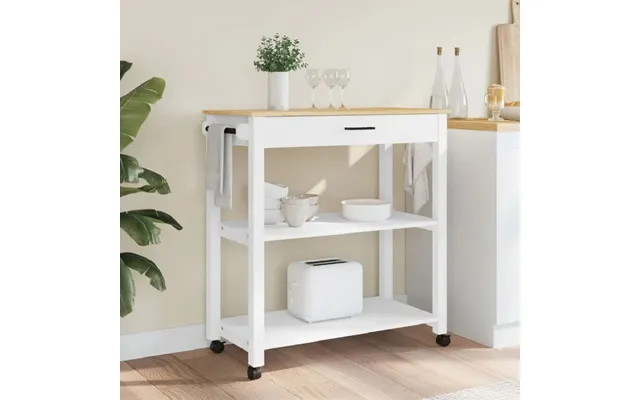 Coachella Wooden Large Kitchen Trolley With 1 Drawer In White Oak