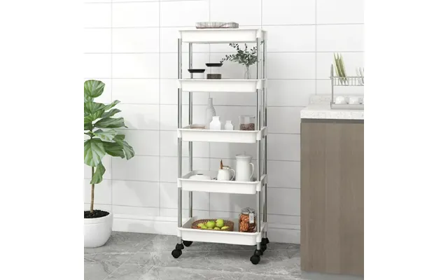 Cobleskill Abs Plastic 5 Tier Kitchen Trolley In White