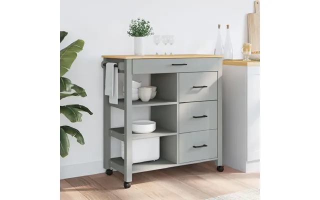 Coimbra Wooden Kitchen Trolley With 4 Drawers In Grey And Oak