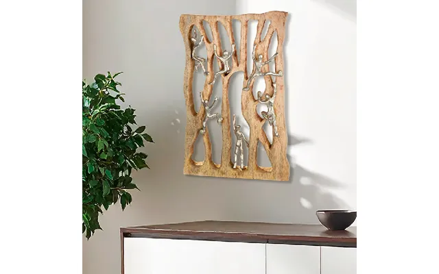 Colindale Wooden Climbing Wall Art In Natural And Silver