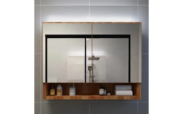 Cranbrook Bathroom Mirrored Cabinet In Oak With Led
