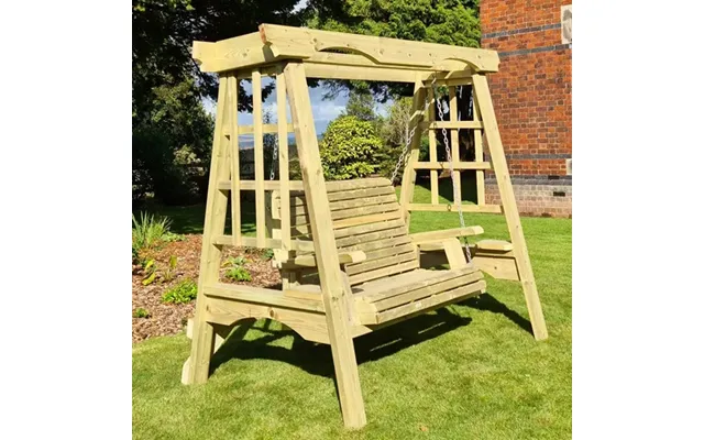 Cretila Small Wooden Garden Swing Seat In Natural
