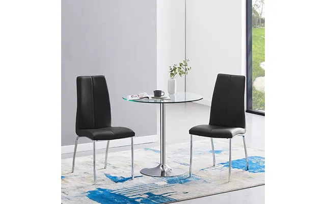 Dante Clear Glass Dining Table With 2 Opal Black Chairs