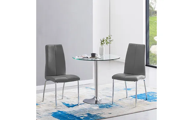 Dante Clear Glass Dining Table With 2 Opal Grey Chairs