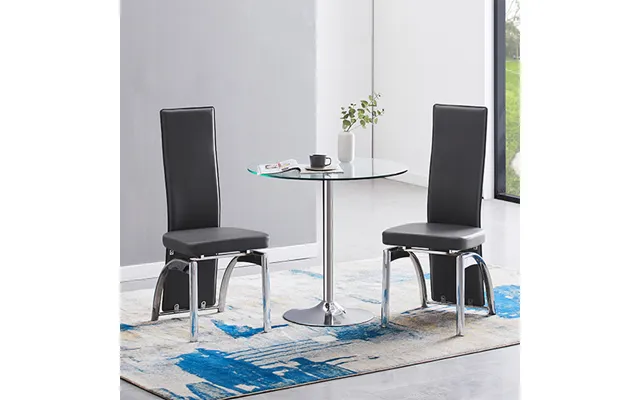 Dante Clear Glass Dining Table With 2 Romeo Grey Chairs