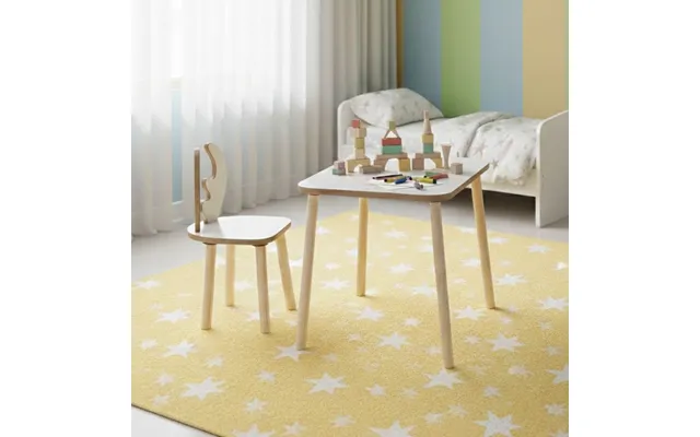 Deer Wooden Kids Table And Chair In Brown And White