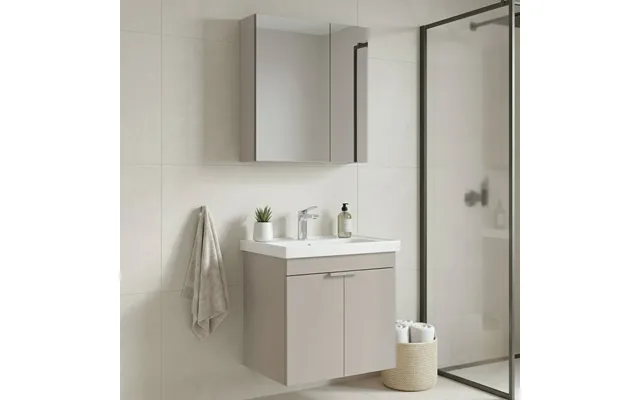 Desna 600mm Wooden Wall Mounted Bathroom Furniture Set With 4 Doors In Sand