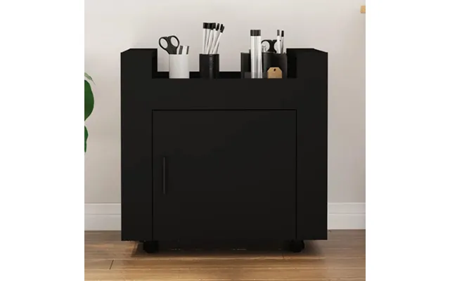 Destin Wooden Office Pedestal Trolley In Black