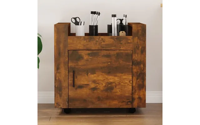 Destin Wooden Office Pedestal Trolley In Smoked Oak