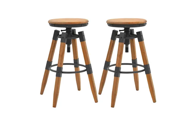 Dianna Outdoor Round Brown Wooden Bar Stools In A Pair