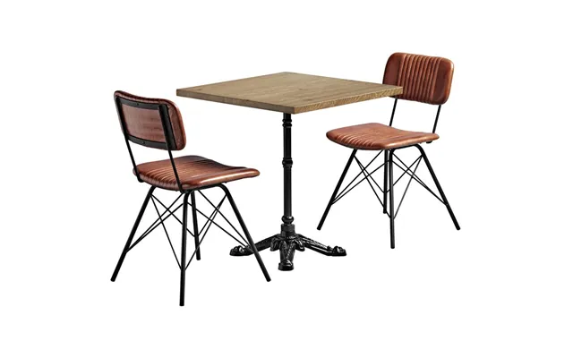 Dinas Wooden Dining Table With 2 Brown Chairs