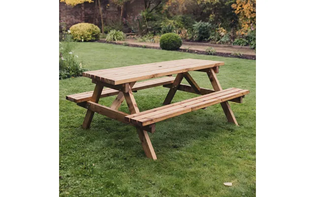 Dyersville Large Wooden Garden Picnic Dining Set In Natural