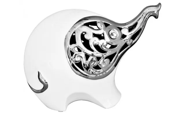 Elephant Sculpture In White And Silver