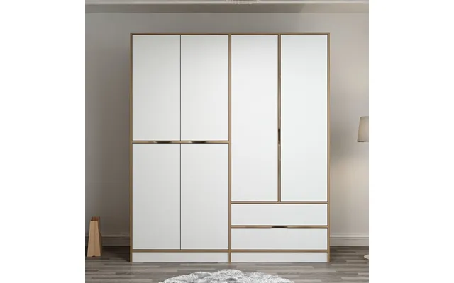 Elina Wooden Wardrobe With 6 Doors In White And Oak