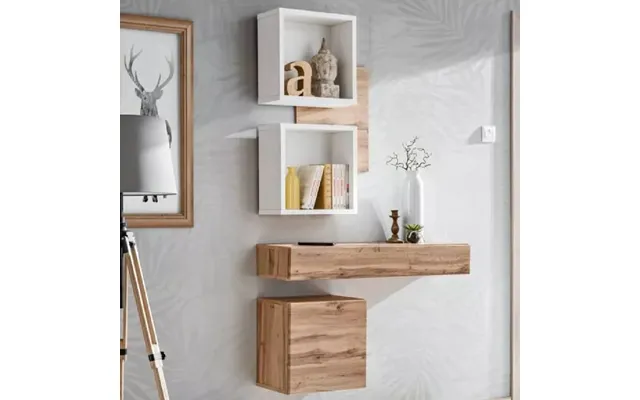 Elyria Iii Wooden Hallway Furniture Set In Wotan Oak And White