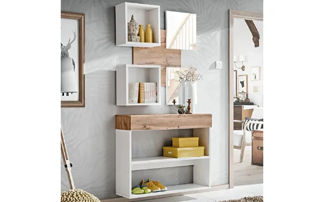 Elyria Iv Wooden Hallway Furniture Set In Wotan Oak And White