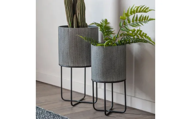 Etobicoke Metal Set Of 2 Planter In Grey