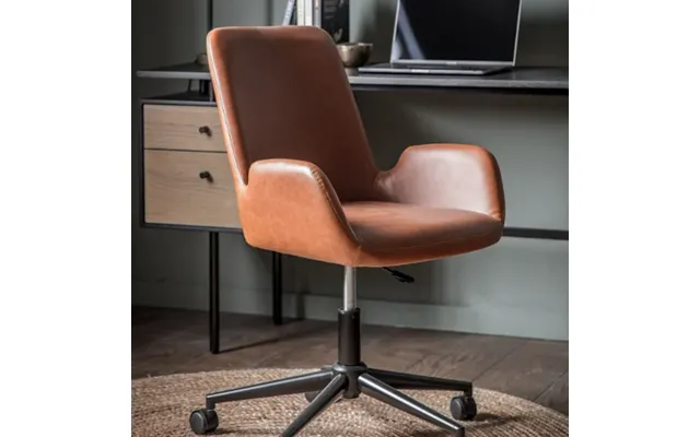 Farada Swivel Faux Leather Office Chair In Brown