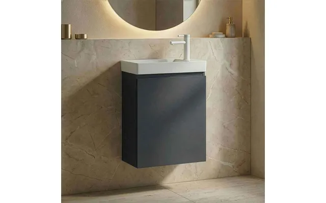 Ferla 400mm Wooden Wall Mounted Vanity Unit & Basin With 1 Door In Matte Anthracite